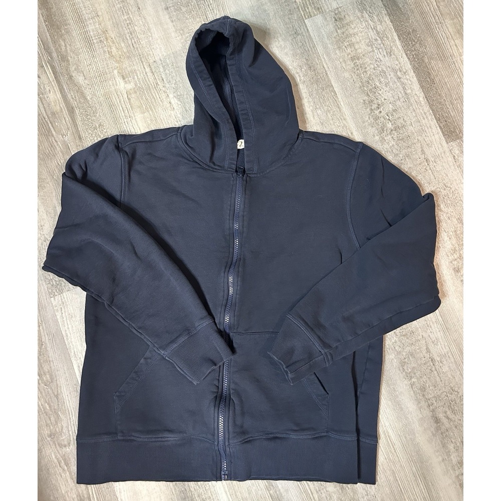 Pact Zip Up Sweatshirt Hoodie Women's Large 100% Organic Cotton Navy Blue